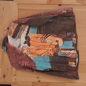 Chicos Denim Jacket size 1 South Western look.
